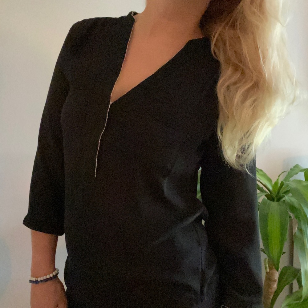 Black Blouse with Silver Embellishment